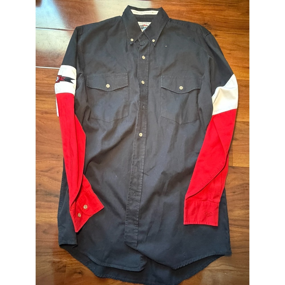 Vtg Cumberland Outfitters Western Shirt Button-up Aztec Red Black Men SZ M